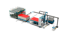 ASPL-10M.FH.2P sandwich panel production line with scissors lift